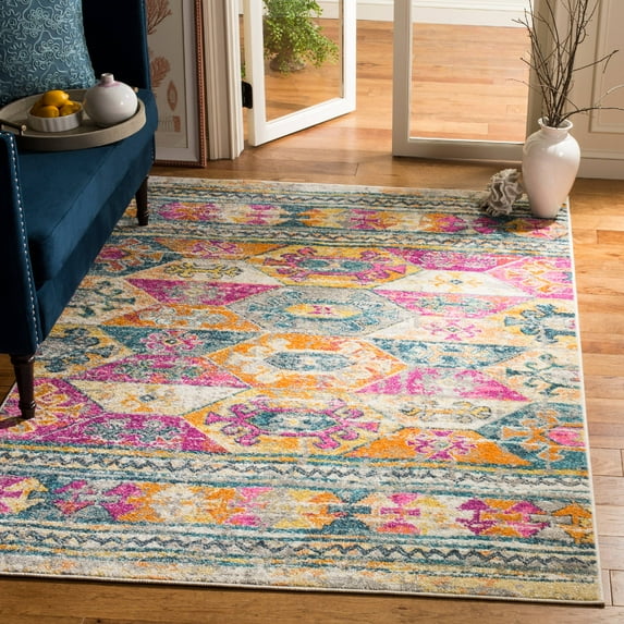 SAFAVIEH Madison Emory Abstract Area Rug, Blue/Fuchsia, 4' x 6'