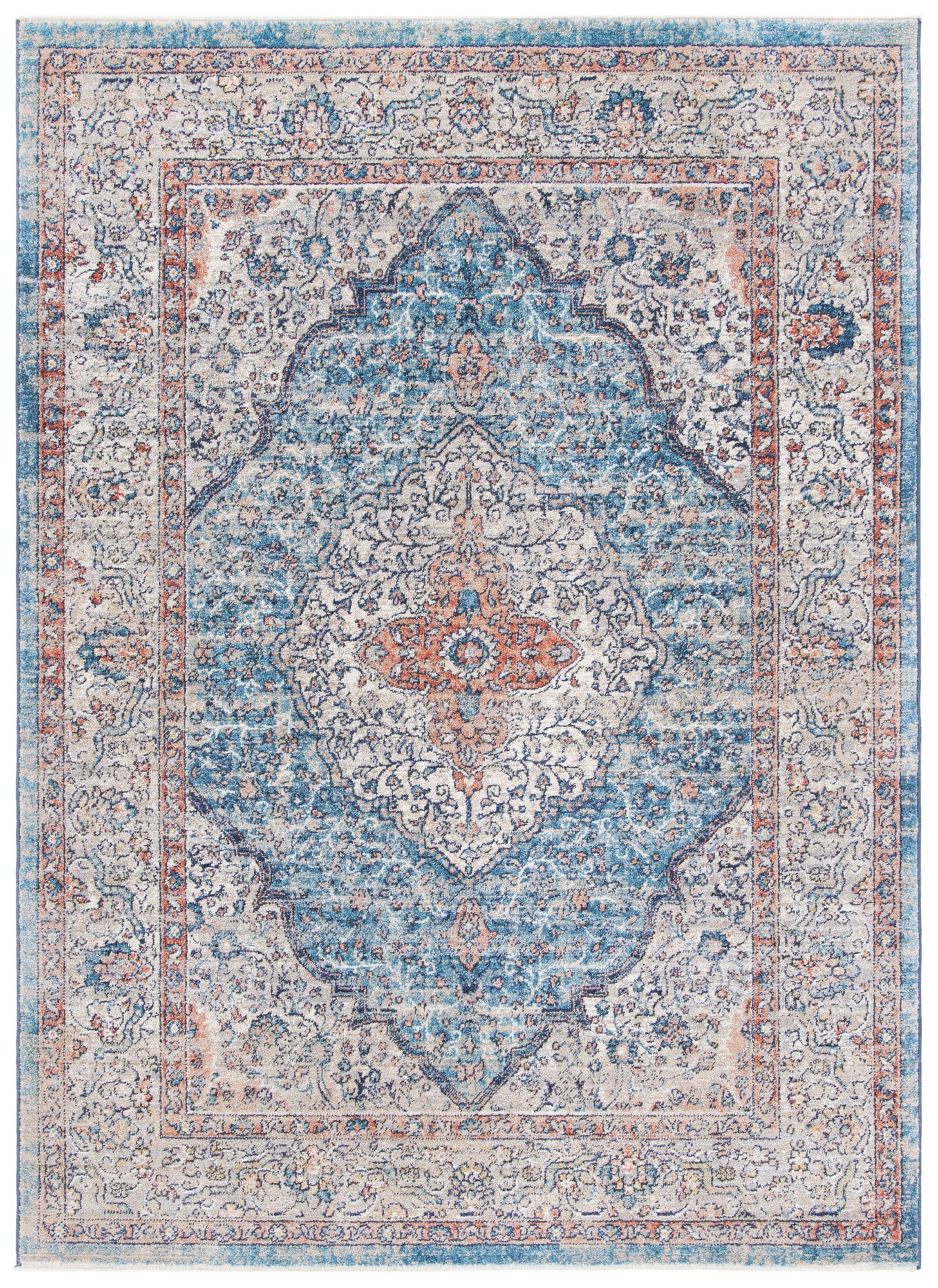 Elysian Blue Round Synthetic Easy-Care Area Rug, 4' Diameter