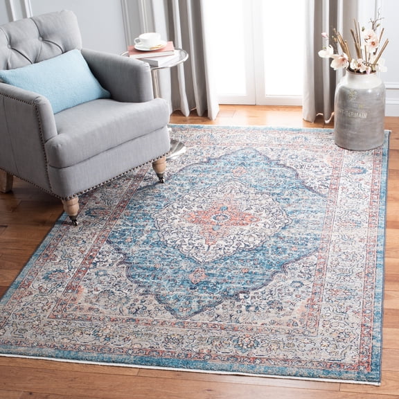SAFAVIEH Madison Faris Oriental Area Rug, Beige/Blue, 9' x 12'