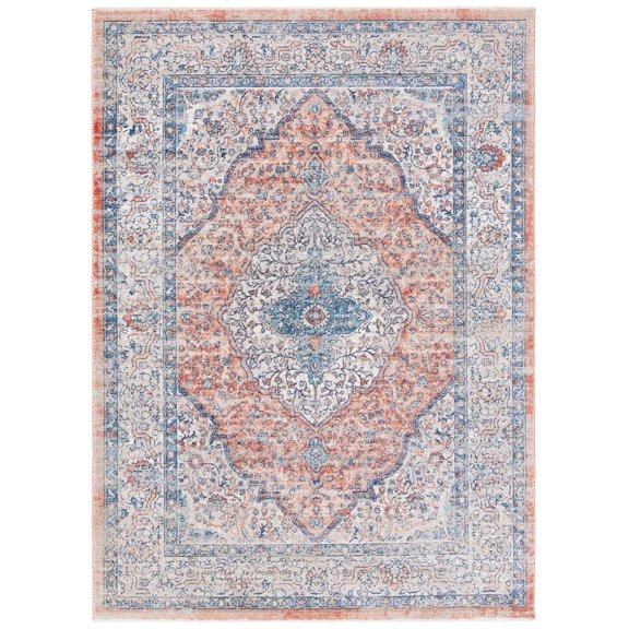 SAFAVIEH Madison Faris Oriental Area Rug, Beige/Orange, 5'3" x 7'6"