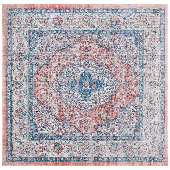 SAFAVIEH Madison Faris Oriental Area Rug, Beige/Orange, 6'7" x 6'7" Square