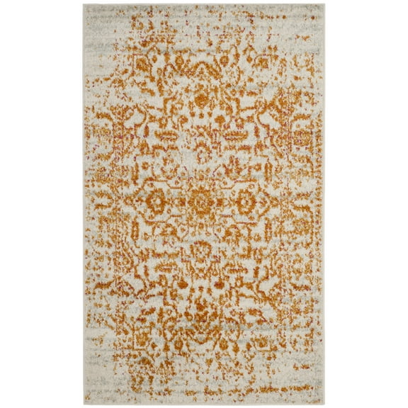 SAFAVIEH Madison Fleur Distressed Abstract Area Rug, Cream/Orange, 3' x 5'