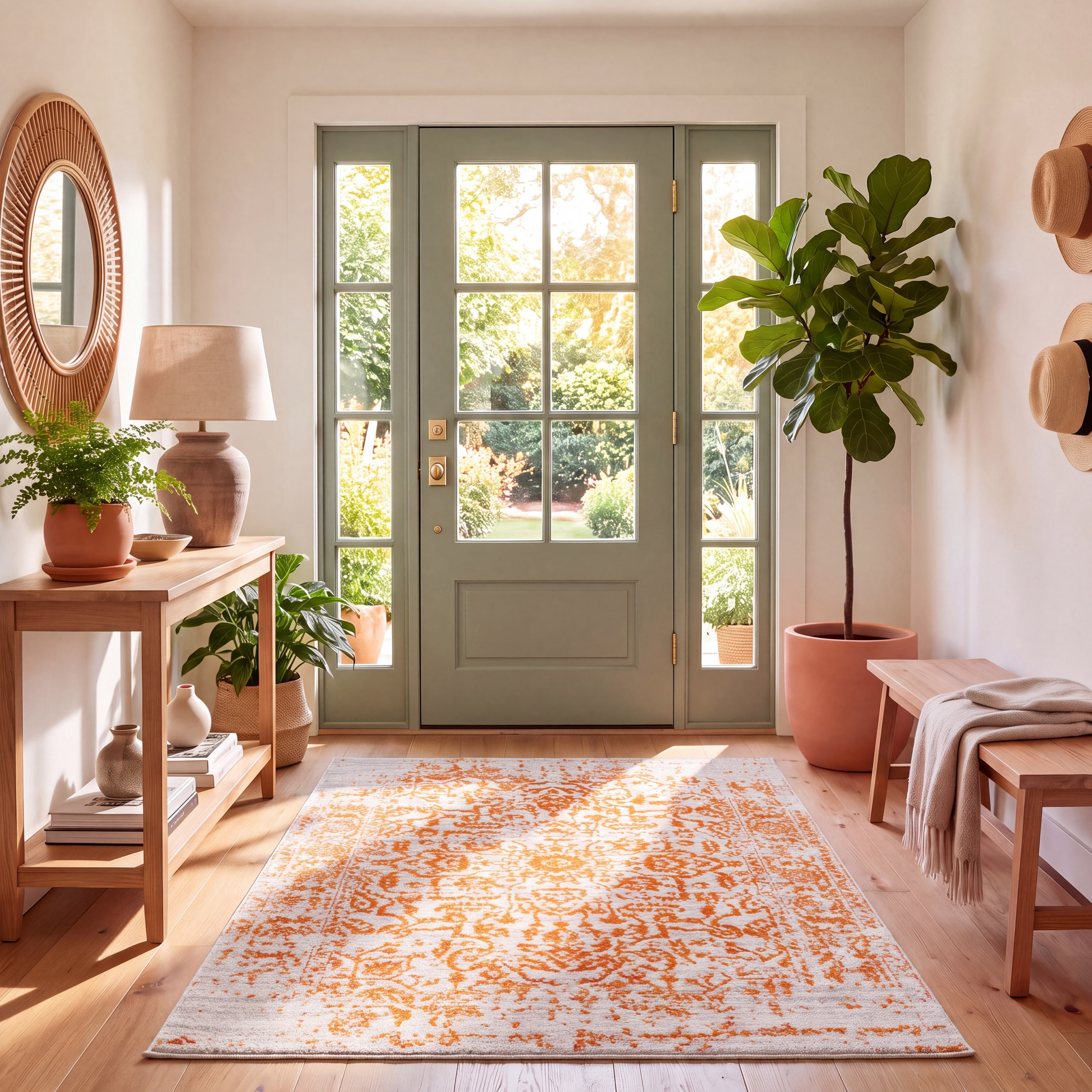 Safavieh Madison Fleur Abstract Area Rug, Cream/Orange, 3' x 5'