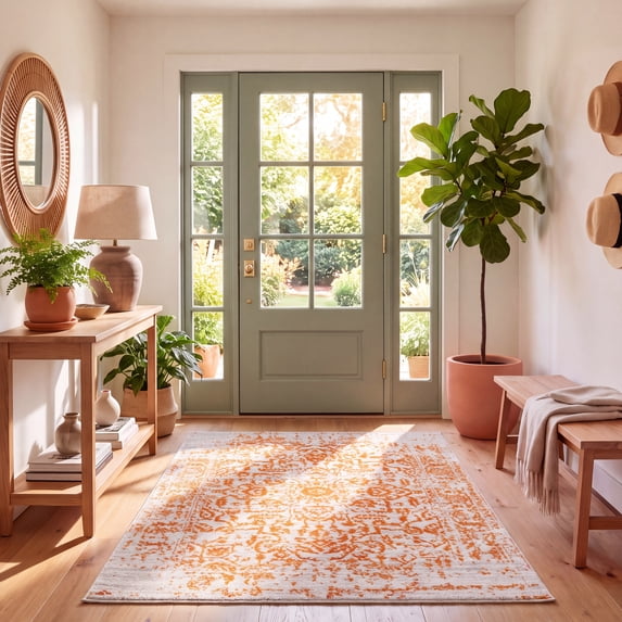 Safavieh Madison Fleur Abstract Area Rug, Cream/Orange, 5'3" x 7'6"