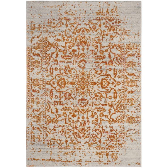 SAFAVIEH Madison Fleur Distressed Abstract Area Rug, Cream/Orange, 6'7" x 9'2"