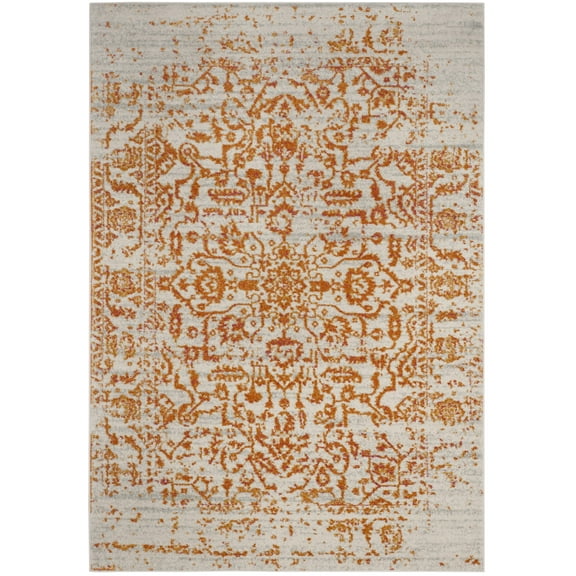 SAFAVIEH Madison Fleur Distressed Abstract Area Rug, Cream/Orange, 6'7" x 9'2"
