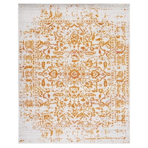 SAFAVIEH Madison Fleur Distressed Abstract Area Rug, Cream/Orange, 8' x 10'