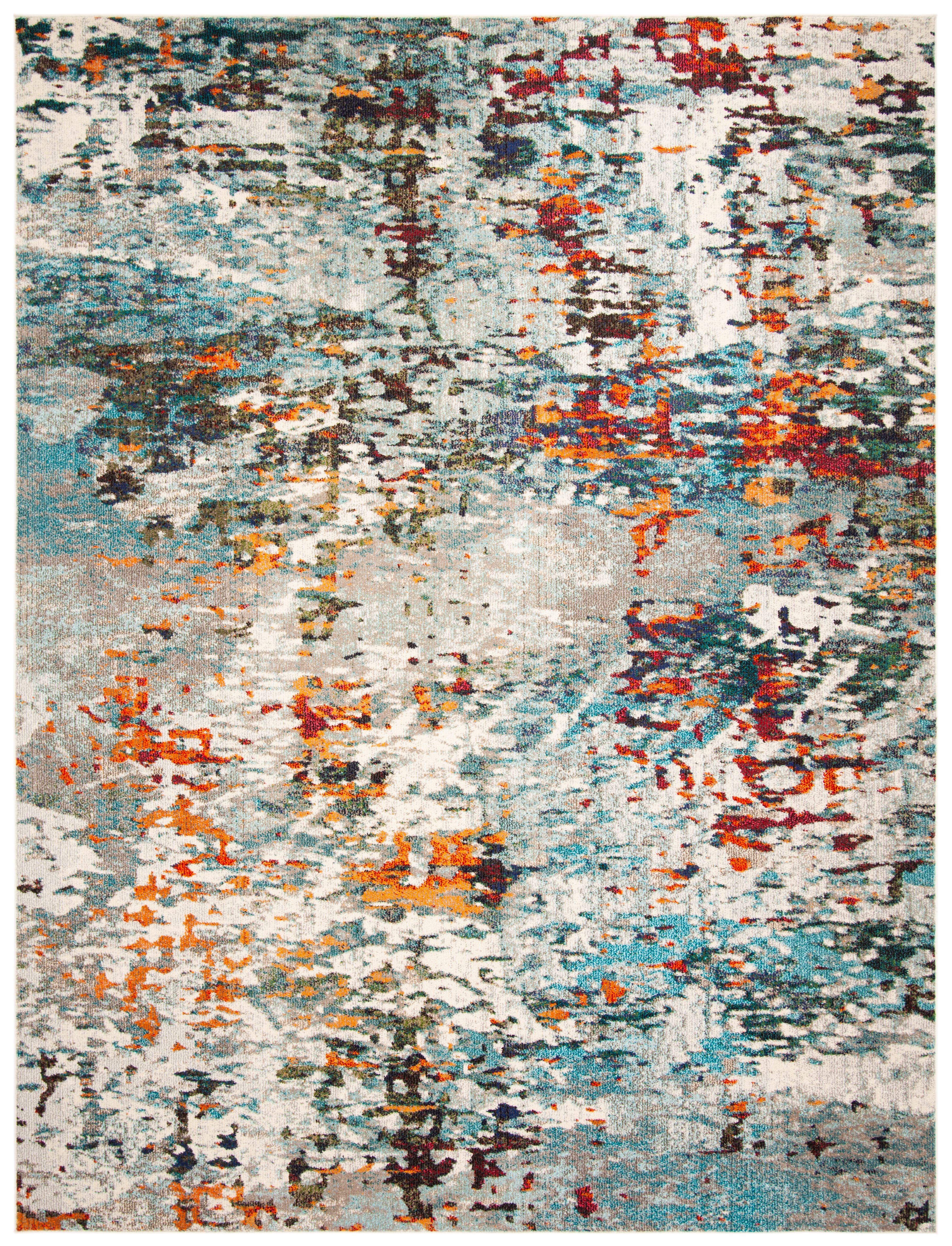 SAFAVIEH Madison Flowers Abstract Area Rug, Grey/Blue, 8' x 10'