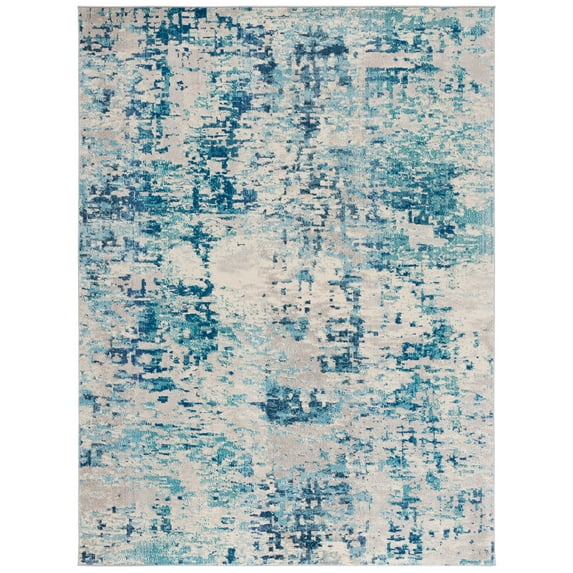 SAFAVIEH Madison Flowers Abstract Area Rug, Ivory/Turquoise, 10' x 14'