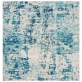 thumbnail image 1 of SAFAVIEH Madison Flowers Abstract Area Rug, Ivory/Turquoise, 5' x 5' Square, 1 of 14