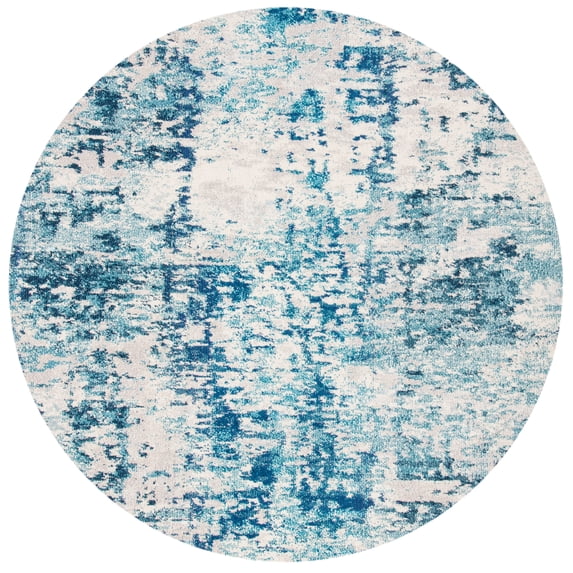 SAFAVIEH Madison Flowers Abstract Area Rug, Ivory/Turquoise, 8' x 8' Round
