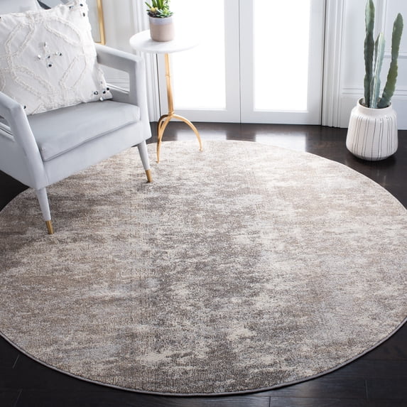 SAFAVIEH Madison Flowers Vintage Abstract Area Rug, Grey/Beige, 6'7" x 6'7" Round