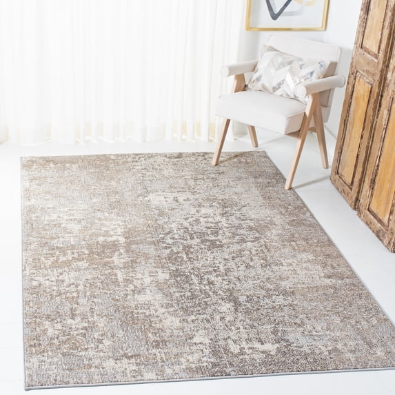SAFAVIEH Madison Flowers Vintage Abstract Area Rug, Grey/Beige, 6'7" x 6'7" Square