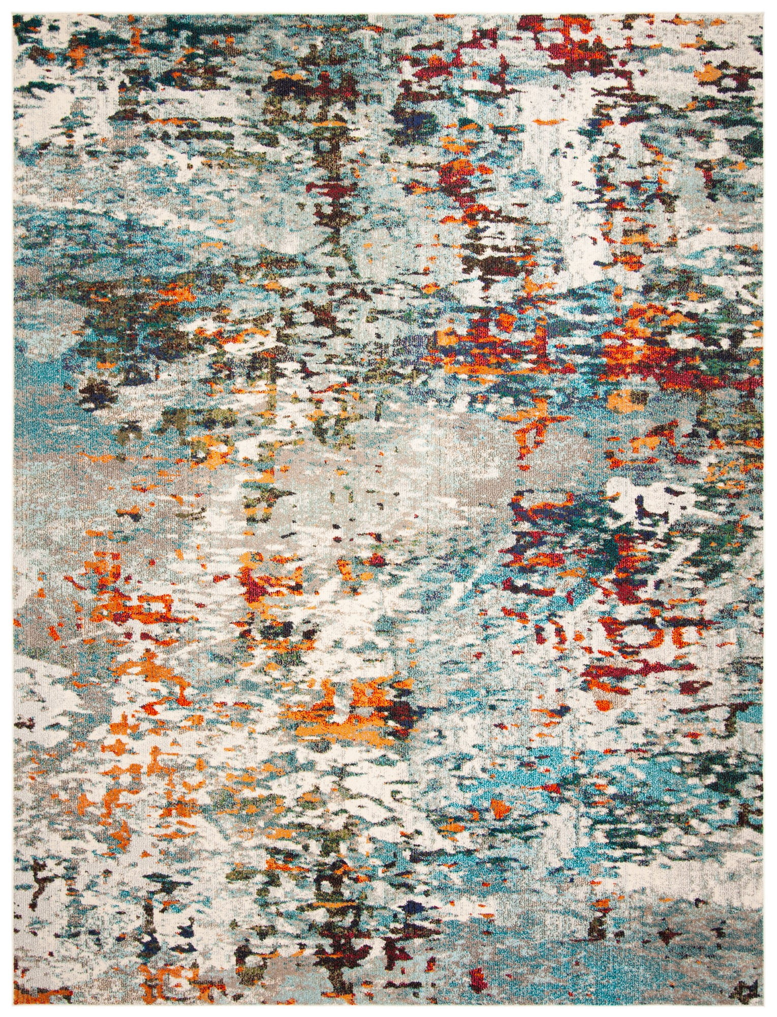Grey and Blue 10' x 14' Abstract Synthetic Area Rug