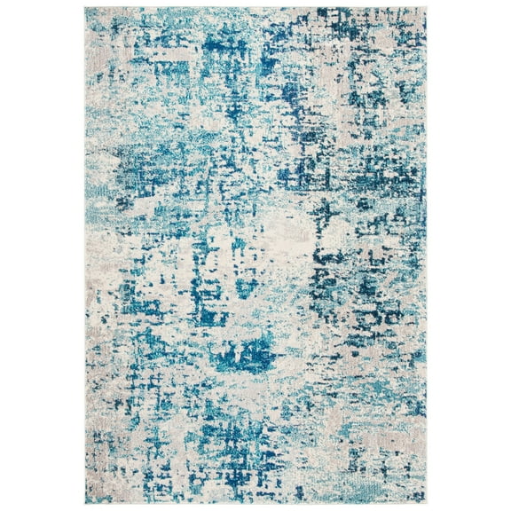 SAFAVIEH Madison Flowers Vintage Abstract Area Rug, Ivory/Turquoise, 5'3" x 7'6"