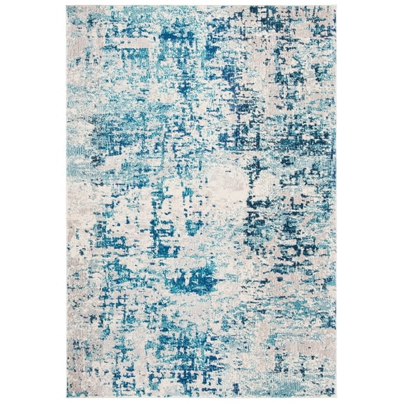 SAFAVIEH Madison Flowers Vintage Abstract Area Rug, Ivory/Turquoise, 6' x 9'