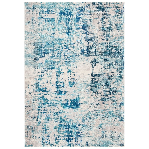 SAFAVIEH Madison Flowers Vintage Abstract Area Rug, Ivory/Turquoise, 9' x 12'