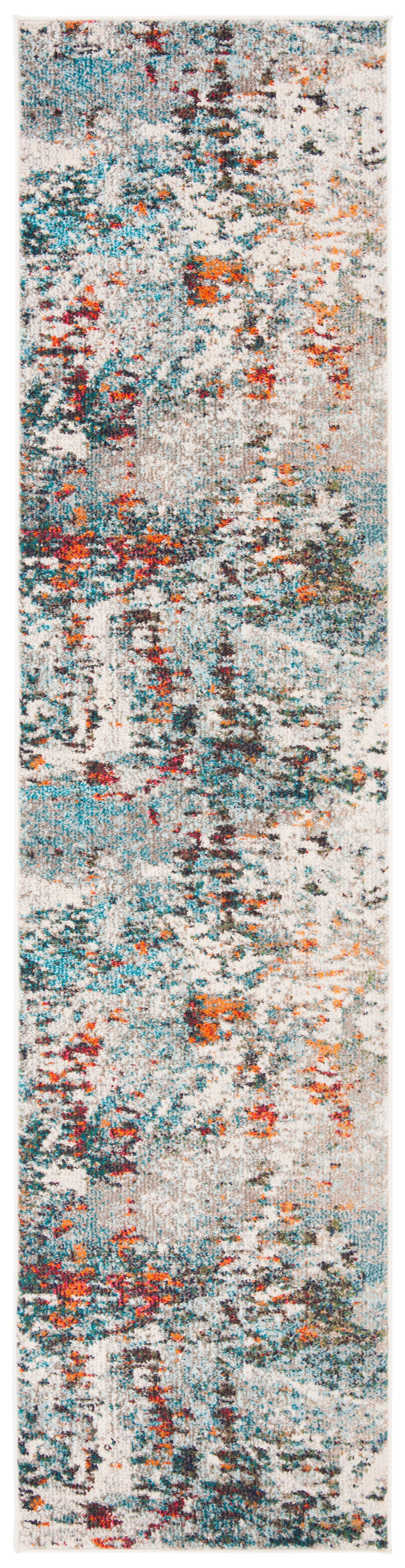 Elegant Grey/Blue Synthetic 2' x 8' Runner Rug for Easy Care