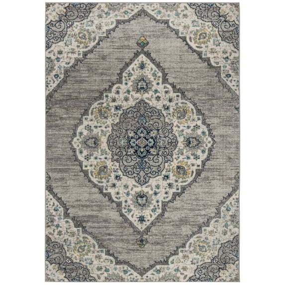 SAFAVIEH Madison Frazier Floral Geometric Area Rug, Light Grey/Blue, 5'3" x 7'6"