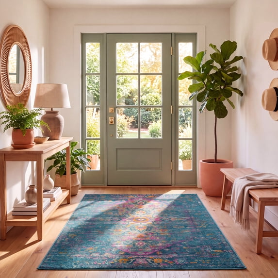 Safavieh Madison Gabriel Oriental Area Rug, Blue/Fuchsia, 5'1" x 7'6"