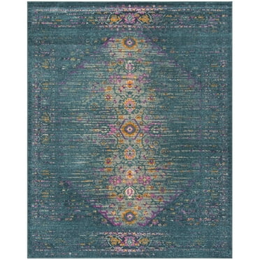 SAFAVIEH Madison Gabriel Traditional Area Rug, Blue/Fuchsia, 6'7" x 6'7" Square