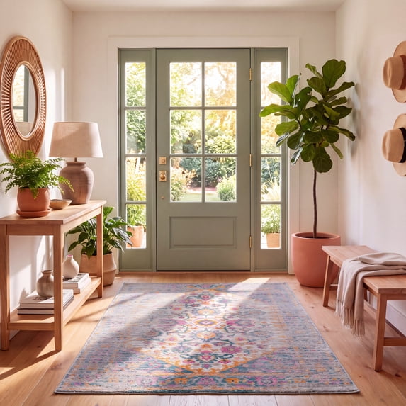 Safavieh Madison Gabriel Oriental Area Rug, Light Gray/Fuchsia, 6' x 9'