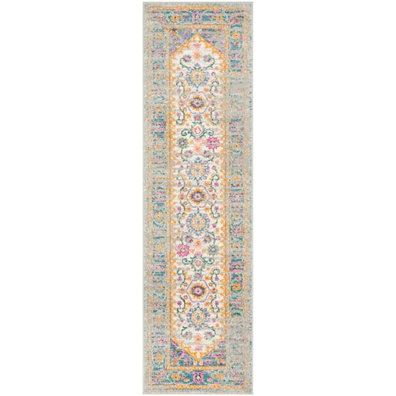 SAFAVIEH Madison Gabriel Traditional Runner Rug, Light Grey/Fuchsia, 2'3" x 8'