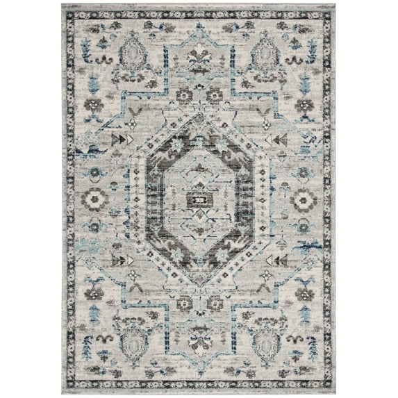SAFAVIEH Madison Gladys Floral Bordered Area Rug, Grey/Dark Grey, 4' x 6'