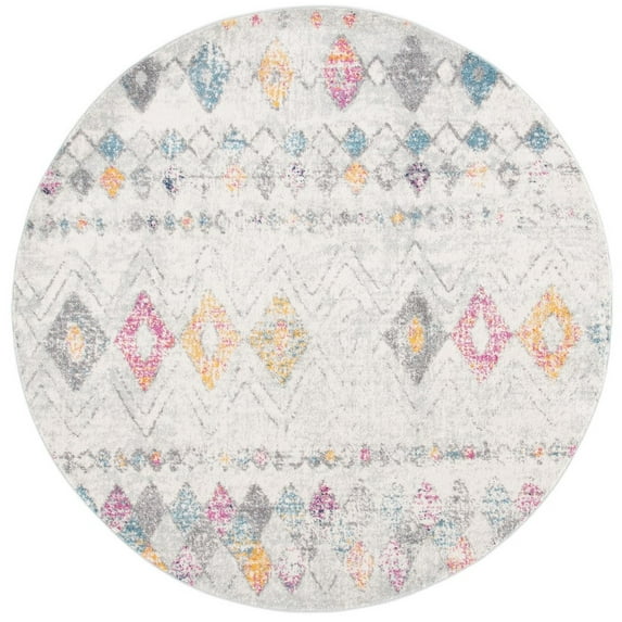 SAFAVIEH Madison Hannah Geometric Area Rug, Grey/Gold, 4' x 4' Round