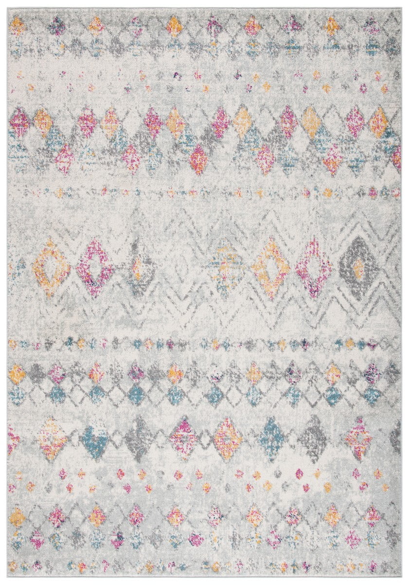 SAFAVIEH Madison Hannah Geometric Area Rug, Grey/Gold, 4' x 4' Square