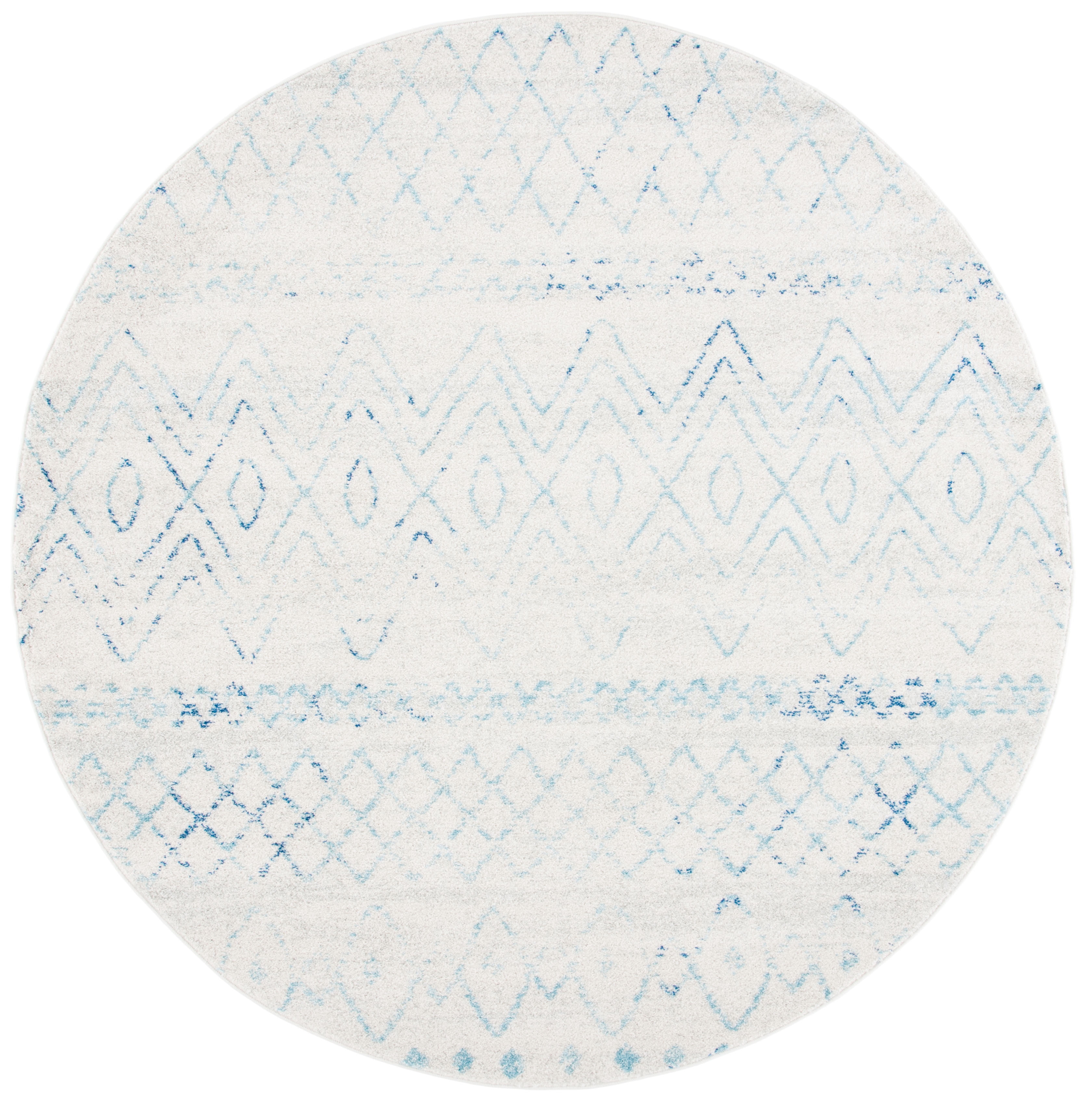 SAFAVIEH Madison Hannah Geometric Area Rug, Ivory/Aqua, 6'7" x 6'7