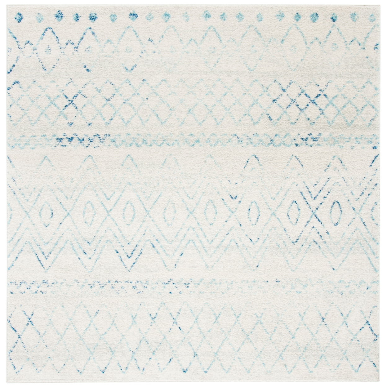 SAFAVIEH Madison Hannah Geometric Area Rug, Ivory/Aqua, 6'7" x 6'7