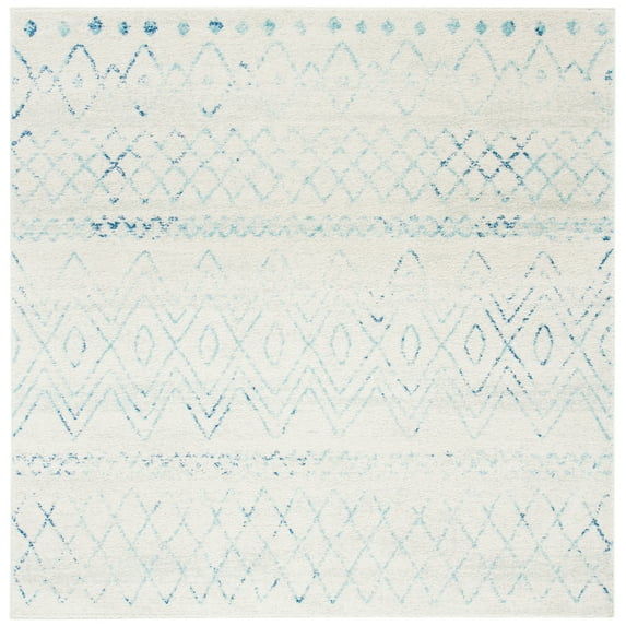 SAFAVIEH Madison Hannah Geometric Area Rug, Ivory/Aqua, 6'7" x 6'7" Square