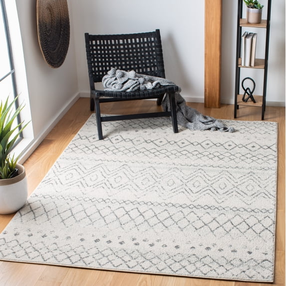 SAFAVIEH Madison Hannah Geometric Area Rug, Ivory/Charcoal, 5'1" x 7'6"