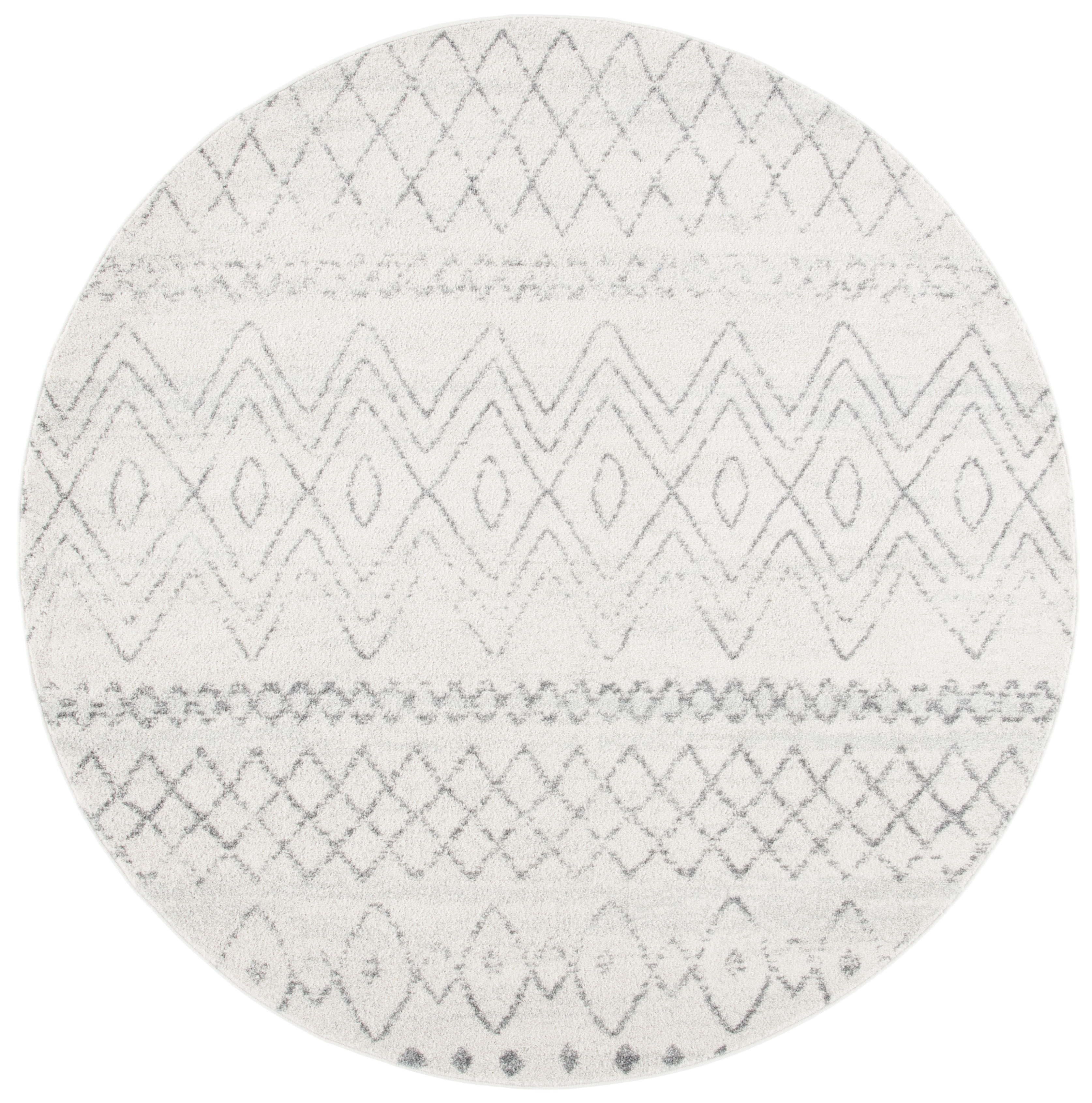 SAFAVIEH Madison Hannah Geometric Area Rug, Ivory/Charcoal, 6'7" x 6'7