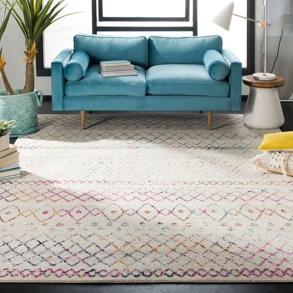 SAFAVIEH Madison Hannah Geometric Area Rug, Ivory/Fuchsia, 12' x 15'