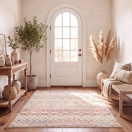 Safavieh Madison Hannah Chevron Geometric Area Rug, Ivory/Fuchsia, 3' x 5'