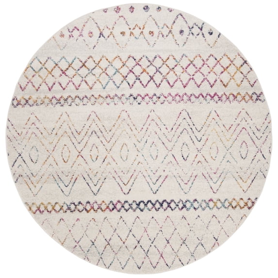 SAFAVIEH Madison Hannah Geometric Area Rug, Ivory/Fuchsia, 4' x 4' Round