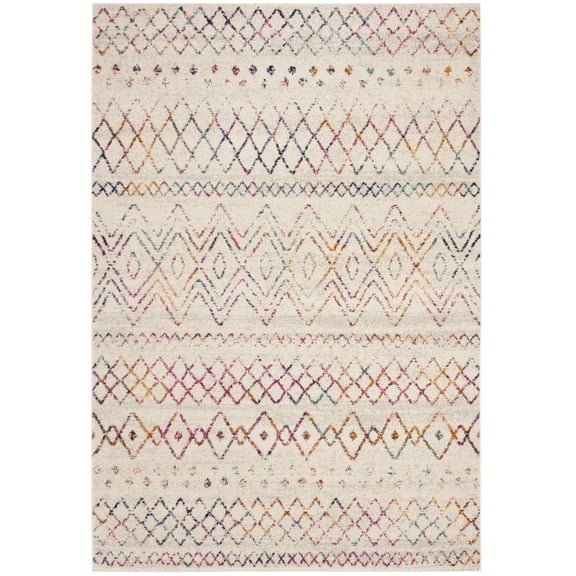 SAFAVIEH Madison Hannah Geometric Area Rug, Ivory/Fuchsia, 5'1" x 7'6"