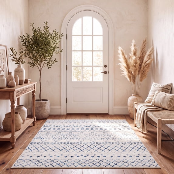 Safavieh Madison Hannah Chevron Geometric Area Rug, Ivory/Navy, 3' x 5'