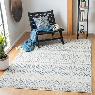SAFAVIEH Madison Hannah Geometric Area Rug, Ivory/Navy, 5'1" x 7'6"