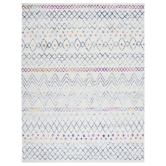 SAFAVIEH Madison Hannah Geometric Area Rug, Ivory/Navy, 5'3" x 5'3" Round