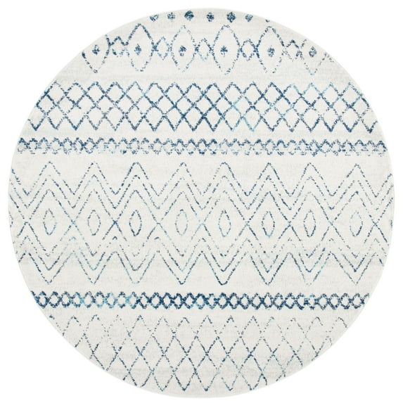 SAFAVIEH Madison Hannah Geometric Area Rug, Ivory/Navy, 6'7" x 6'7" Round