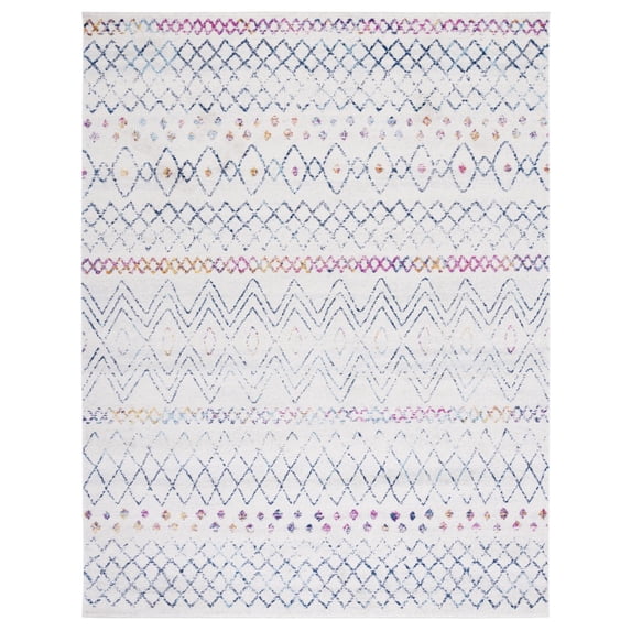 SAFAVIEH Madison Hannah Geometric Area Rug, Ivory/Navy, 9' x 9' Round