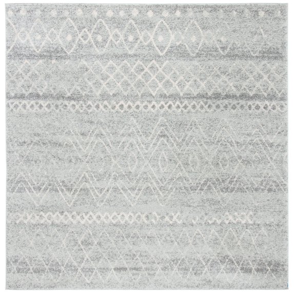 SAFAVIEH Madison Hannah Geometric Area Rug, Silver/Ivory, 6'7" x 6'7" Square
