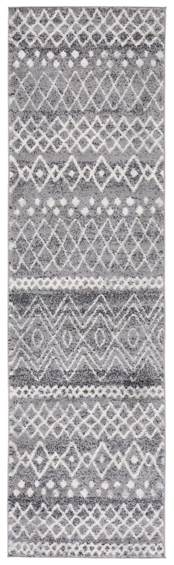 Charcoal Ivory Synthetic Easy Care Runner Rug 2'3" x 6'