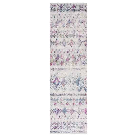 SAFAVIEH Madison Hannah Geometric Runner Rug, Grey/Purple, 2'3" x 10'