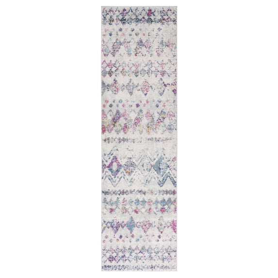 SAFAVIEH Madison Hannah Geometric Runner Rug, Grey/Purple, 2'3" x 8'