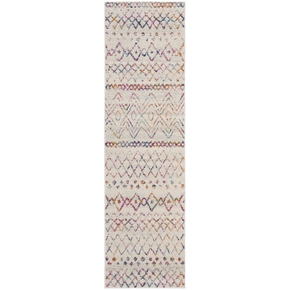SAFAVIEH Madison Hannah Geometric Runner Rug, Ivory/Fuchsia, 2'3" x 6'
