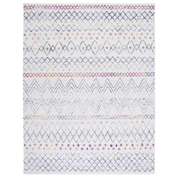 SAFAVIEH Madison Hannah Geometric Runner Rug, Ivory/Navy, 2'3" x 14'